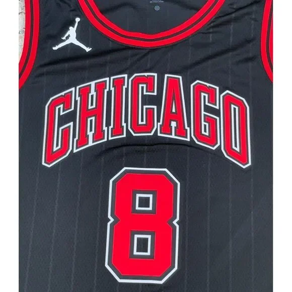 Nike NBA‎ Black Swingman Chicago Bulls #8 Zach Lavine Basketball Jersey Size XL
